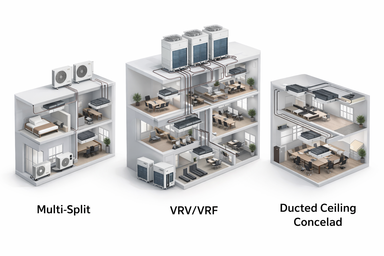 So sánh hệ thống máy lạnh Multi và VRV/VRF