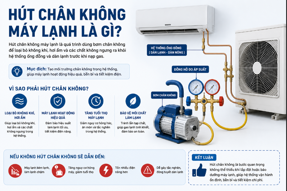 Hút Chân Không Máy Lạnh Là Gì? Có Quan Trọng Không? | Điện Lạnh Lê Phạm